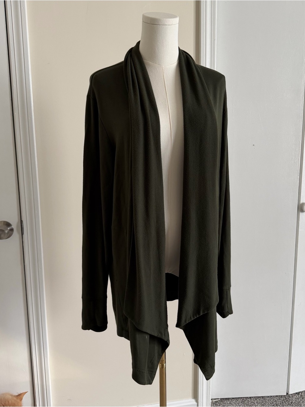 Athleta Pranayama Restore Wrap Open Front Long Sleeve Cardigan Sweater Green M